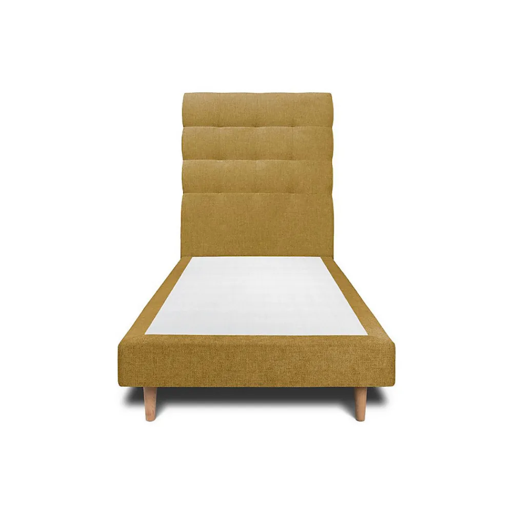 Lit avec tête de lit capitonnée tissu et sommier tapissier - Lit en bois massif>Sommeil De Plomb New
