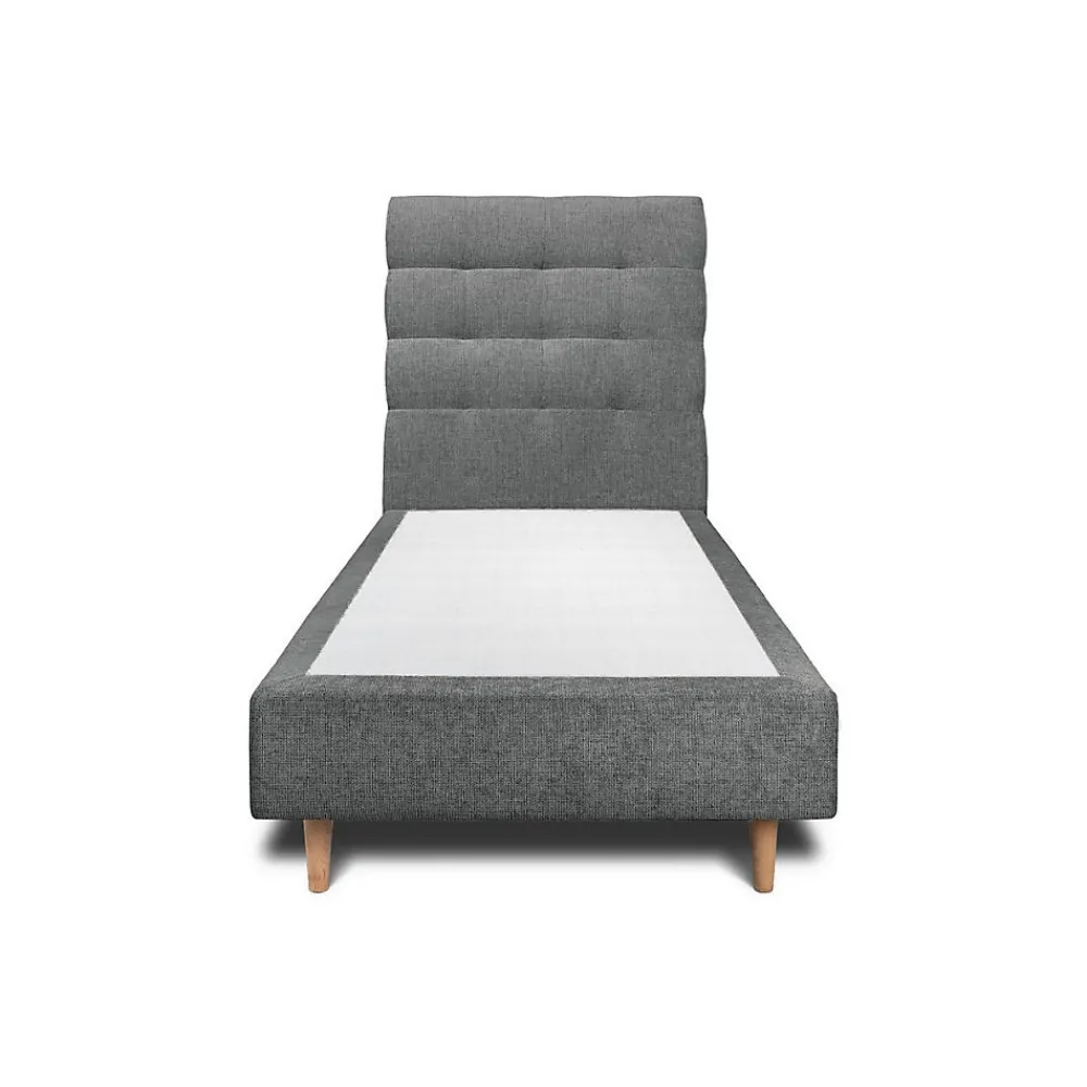 Sommeil De Plomb Lit avec tête de lit capitonnée tissu et sommier tapissier - Lit en bois massif* Lit Simple