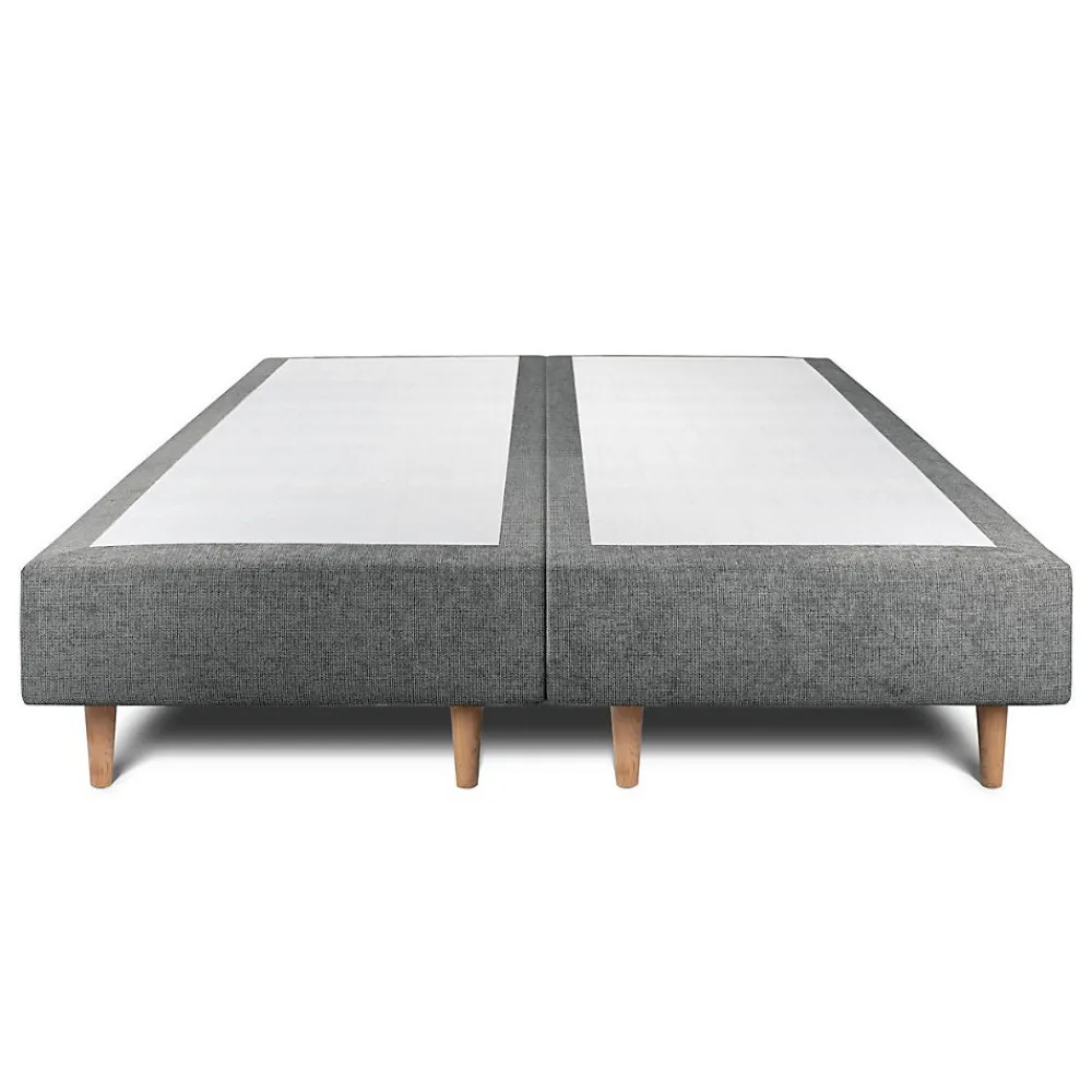 Lit avec tête de lit capitonnée tissu et sommier tapissier - Lit en bois massif>Sommeil De Plomb Outlet