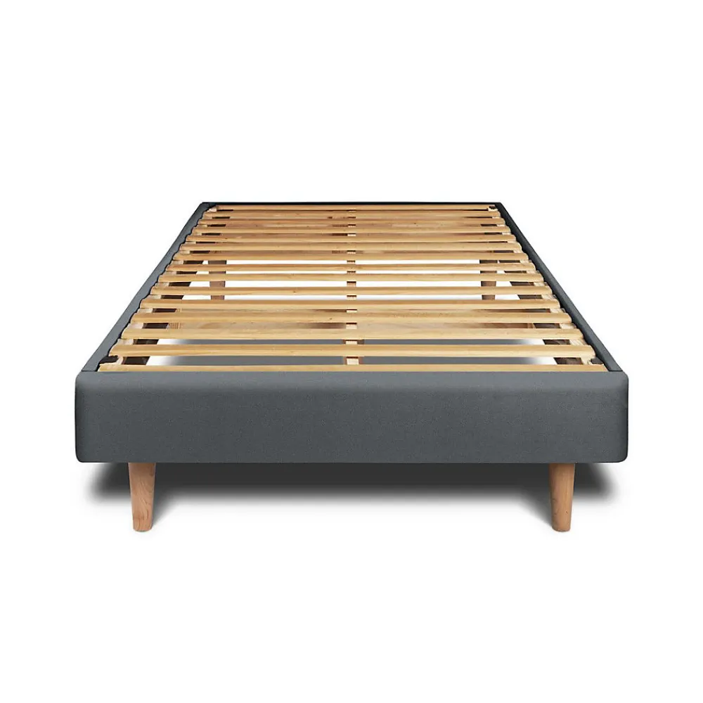 Lit avec tête de lit capitonnée velours et sommier kit - Lit en bois massif>Sommeil De Plomb Hot