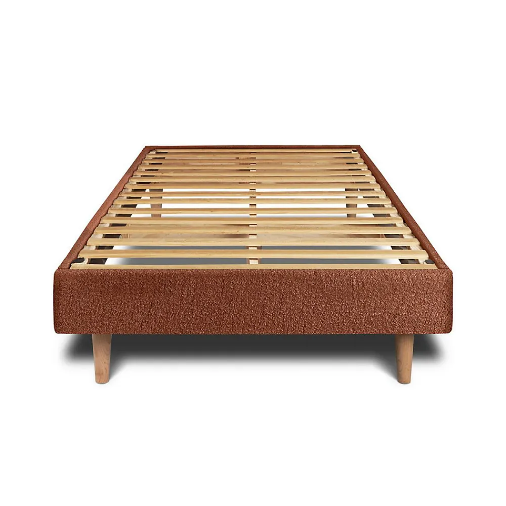 Lit avec tête de lit capitonnée et sommier kit - Lit en bois massif>Sommeil De Plomb Online