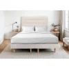 Sommeil De Plomb Lit avec tête de lit capitonnée tissu et sommier tapissier - Lit en bois massif* Lit Simple