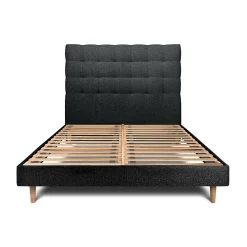 Lit avec tête de lit capitonnée et sommier kit - Lit en bois massif>Sommeil De Plomb Discount