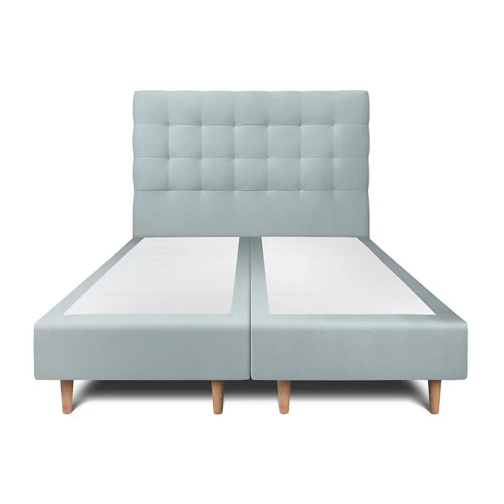 Sommeil De Plomb Lit avec tête de lit capitonnée velours et sommier - Lit en bois massif* Lit Double