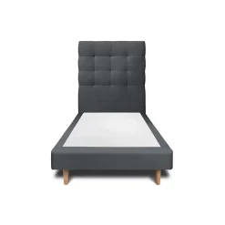 Sommeil De Plomb Lit avec tête de lit capitonnée velours et sommier - Lit en bois massif* Lit Simple