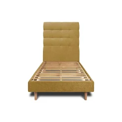 Sommeil De Plomb Lit avec tête de lit capitonnée tissu et sommier kit - Lit en bois massif* Lit Simple
