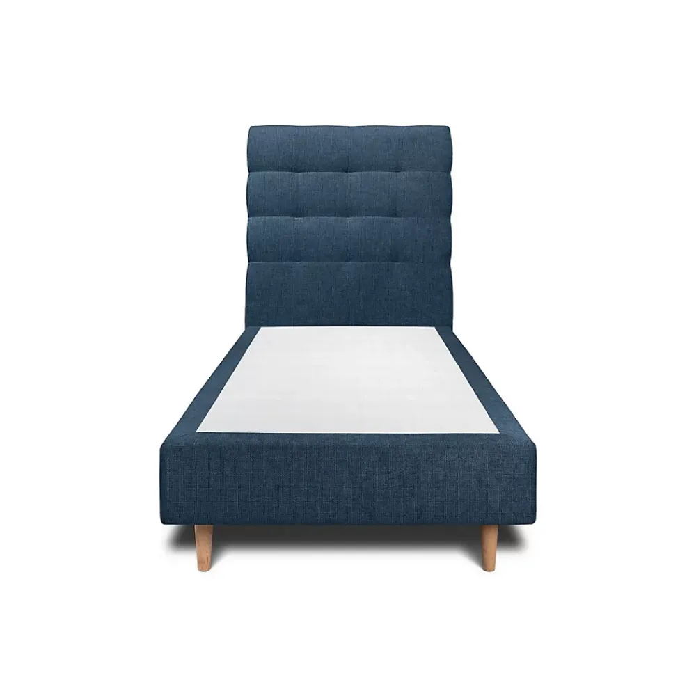 Sommeil De Plomb Lit avec tête de lit capitonnée tissu et sommier tapissier - Lit en bois massif* Lit Simple