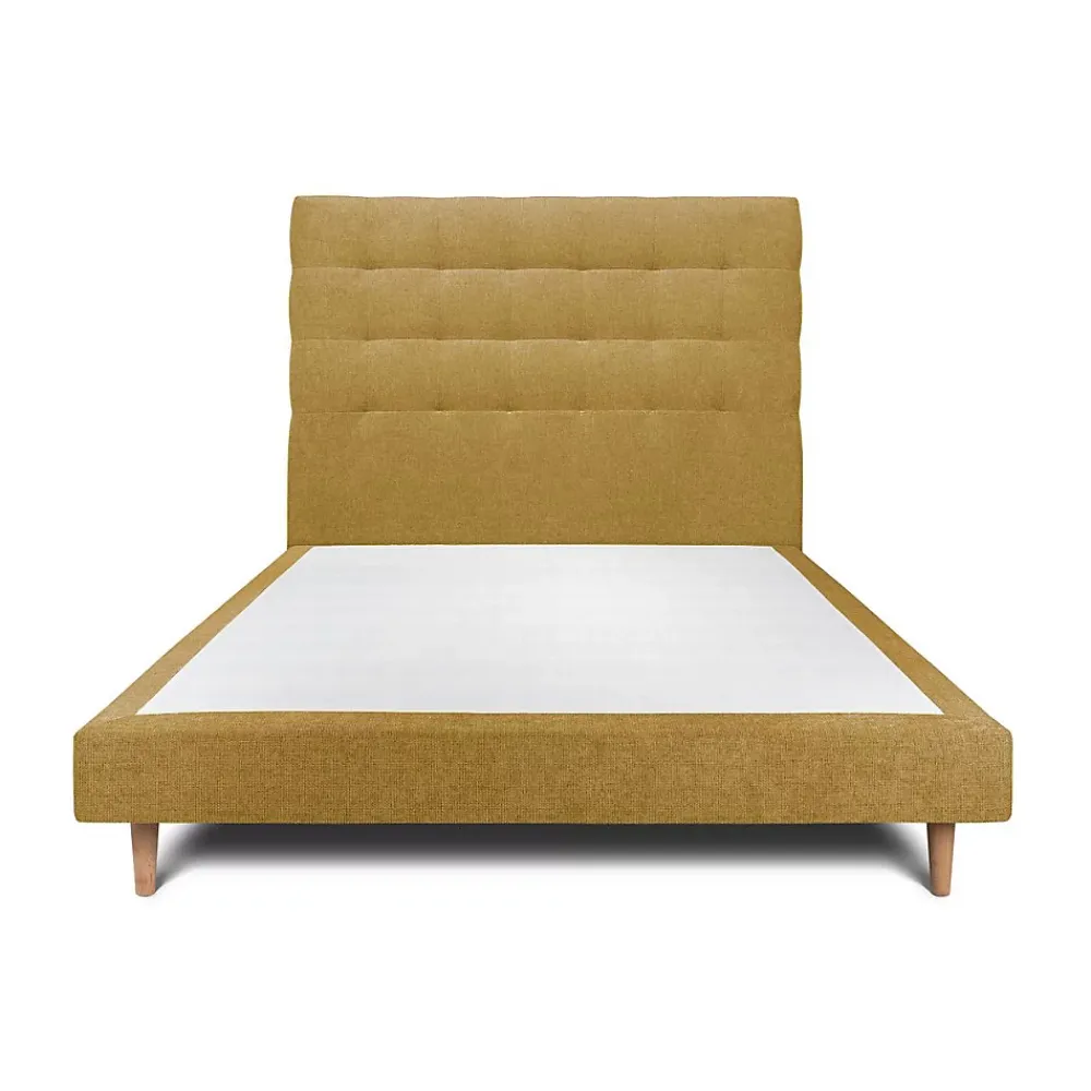 Sommeil De Plomb Lit avec tête de lit capitonnée tissu et sommier tapissier - Lit en bois massif* Lit Simple