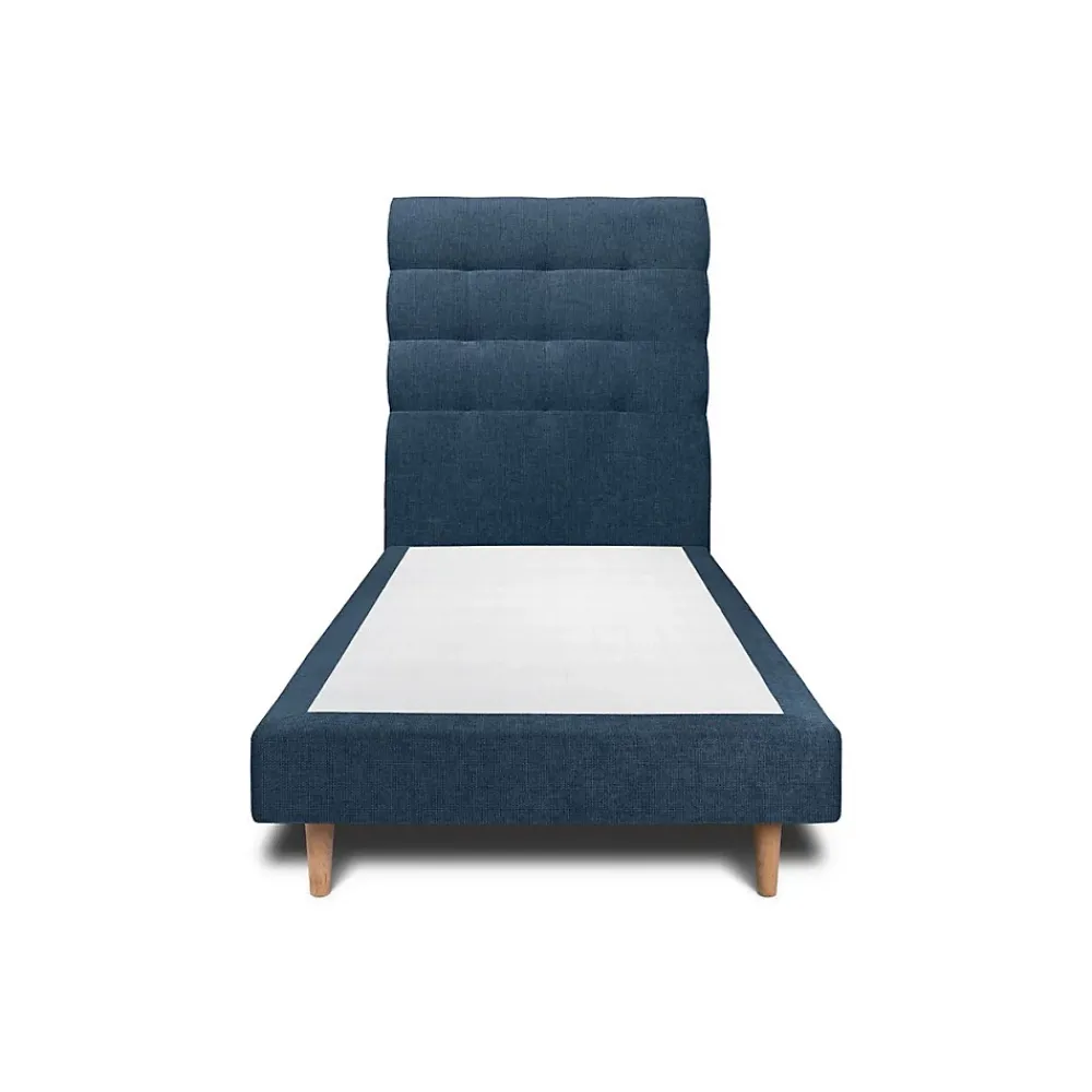 Sommeil De Plomb Lit avec tête de lit capitonnée tissu et sommier tapissier - Lit en bois massif* Lit Simple