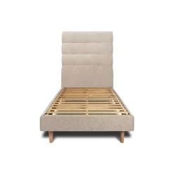 Lit avec tête de lit capitonnée tissu et sommier kit - Lit en bois massif>Sommeil De Plomb Clearance