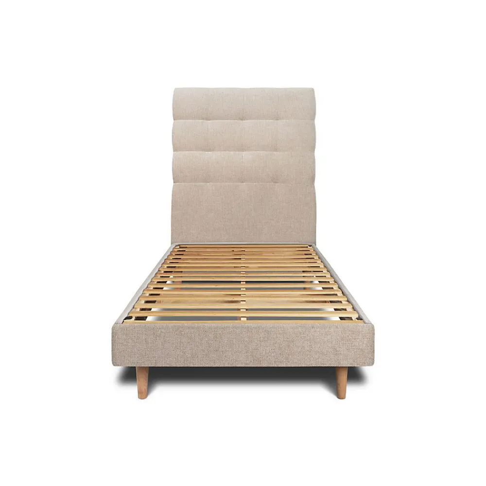Lit avec tête de lit capitonnée tissu et sommier kit - Lit en bois massif>Sommeil De Plomb Clearance