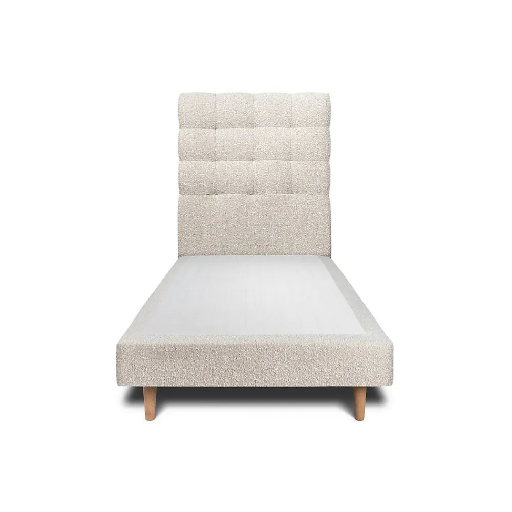 Lit avec tête de lit capitonnée et sommier tapissier - Lit en bois massif>Sommeil De Plomb Outlet