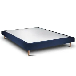 Sommeil De Plomb Lit avec tête de lit capitonnée velours et sommier - Lit en bois massif* Lit Double