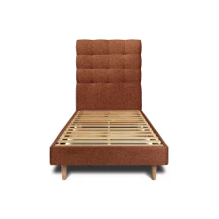Sommeil De Plomb Lit avec tête de lit capitonnée et sommier kit - Lit en bois massif* Lit Simple