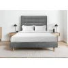Sommeil De Plomb Lit avec tête de lit capitonnée tissu et sommier tapissier - Lit en bois massif* Lit Double