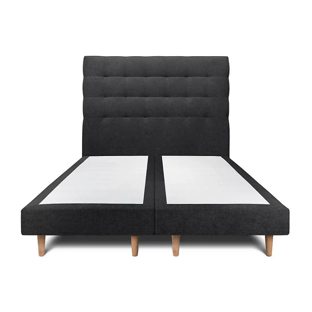 Sommeil De Plomb Lit avec tête de lit capitonnée tissu et sommier tapissier - Lit en bois massif* Lit Double