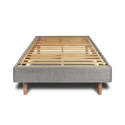 Lit avec tête de lit capitonnée et sommier kit - Lit en bois massif><noscript><img width=