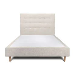 Lit avec tête de lit capitonnée tissu et sommier tapissier - Lit en bois massif>Sommeil De Plomb New