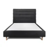 Lit avec tête de lit capitonnée tissu et sommier tapissier - Lit en bois massif>Sommeil De Plomb Outlet