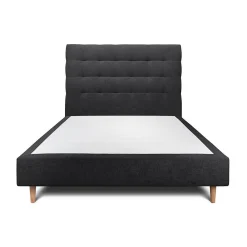 Lit avec tête de lit capitonnée tissu et sommier tapissier - Lit en bois massif>Sommeil De Plomb Outlet