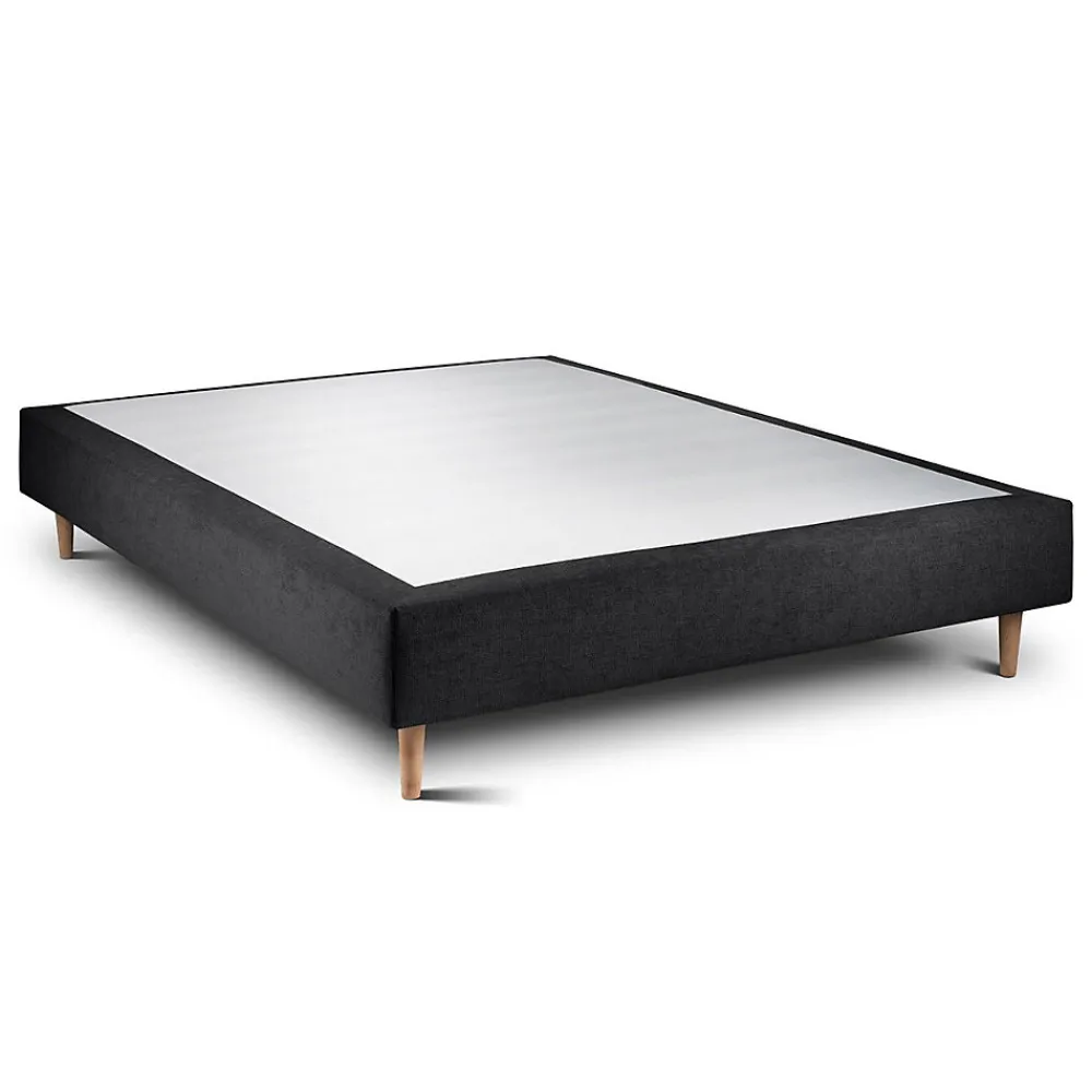 Lit avec tête de lit capitonnée tissu et sommier tapissier - Lit en bois massif>Sommeil De Plomb Outlet