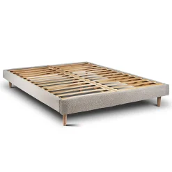Lit avec tête de lit capitonnée et sommier kit - Lit en bois massif><noscript><img width=