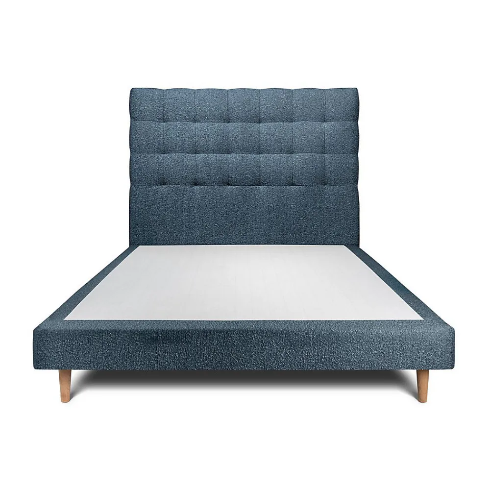 Lit avec tête de lit capitonnée et sommier tapissier - Lit en bois massif>Sommeil De Plomb Clearance