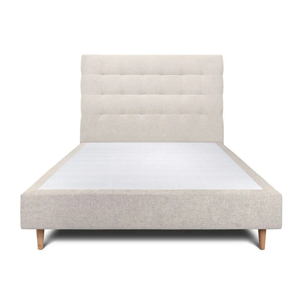 Lit avec tête de lit capitonnée tissu et sommier tapissier - Lit en bois massif>Sommeil De Plomb Discount