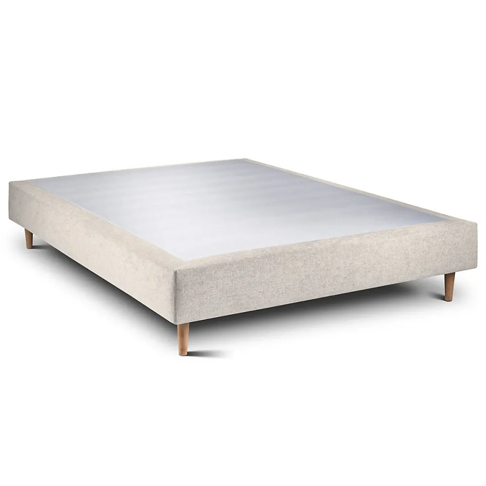 Lit avec tête de lit capitonnée tissu et sommier tapissier - Lit en bois massif>Sommeil De Plomb Discount