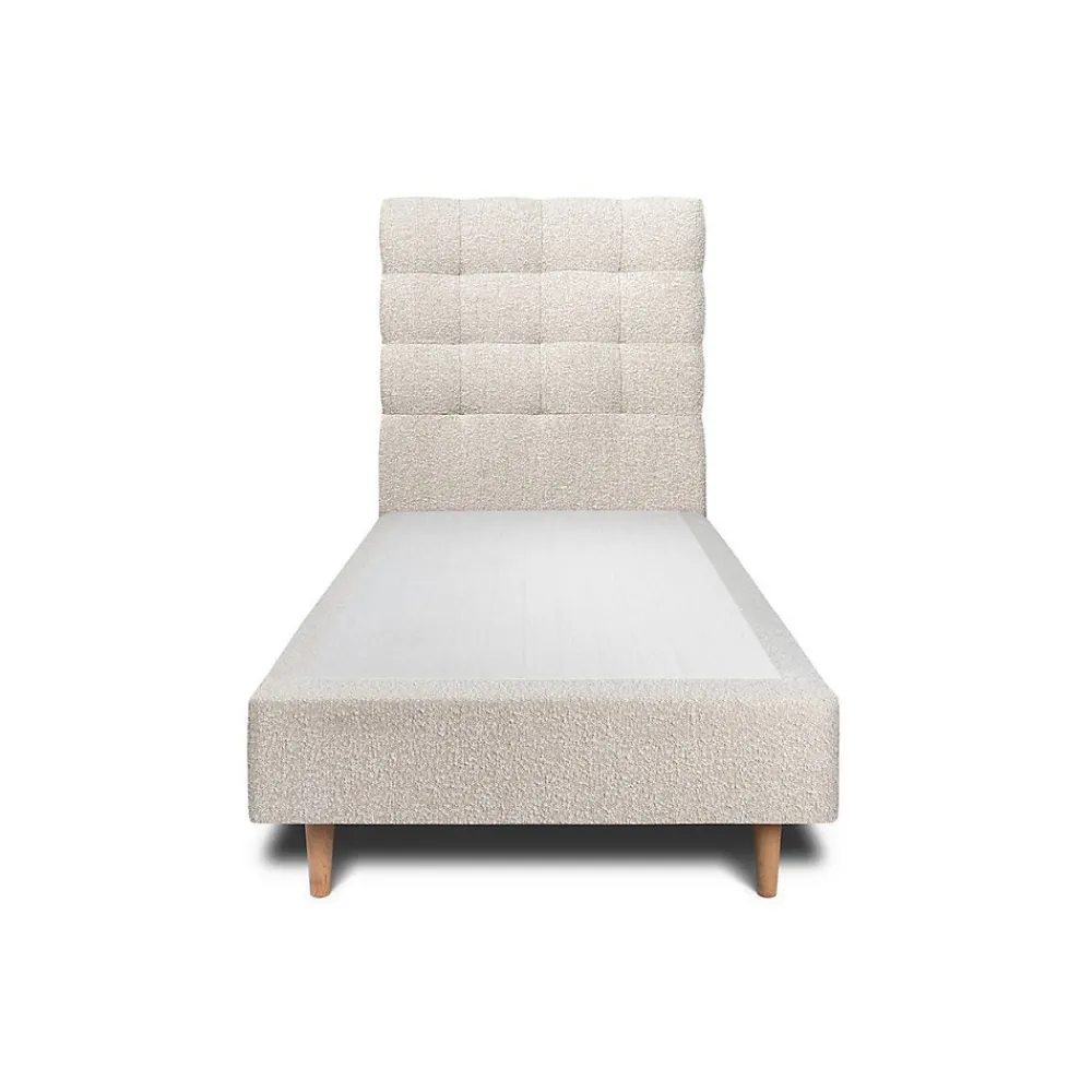 Lit avec tête de lit capitonnée et sommier tapissier - Lit en bois massif>Sommeil De Plomb Clearance