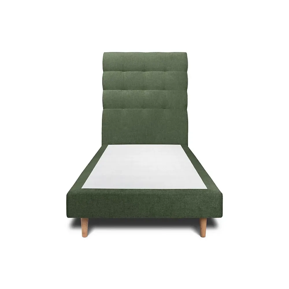 Sommeil De Plomb Lit avec tête de lit capitonnée tissu et sommier tapissier - Lit en bois massif* Lit Simple