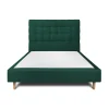 Lit avec tête de lit capitonnée velours et sommier - Lit en bois massif>Sommeil De Plomb Sale