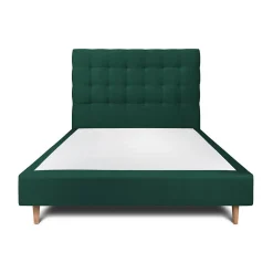 Lit avec tête de lit capitonnée velours et sommier - Lit en bois massif>Sommeil De Plomb Sale