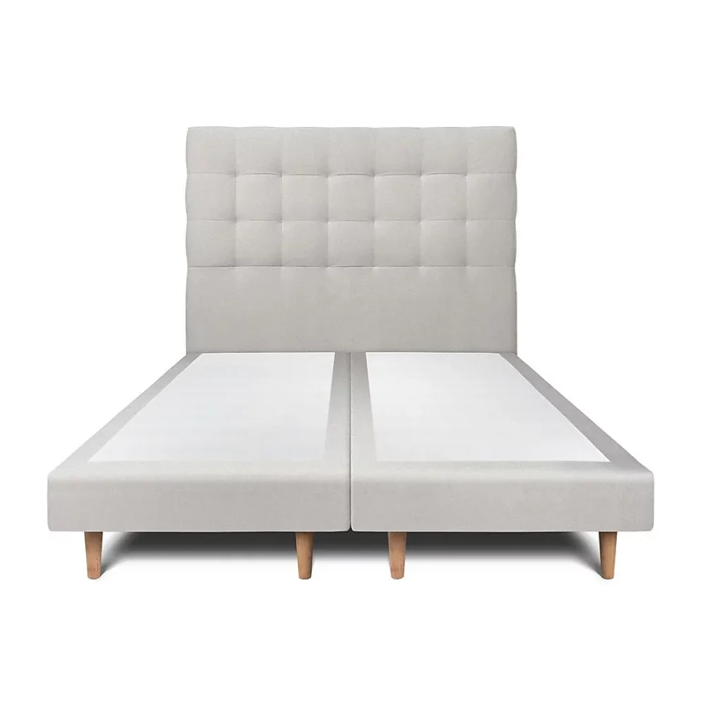 Sommeil De Plomb Lit avec tête de lit capitonnée velours et sommier - Lit en bois massif* Lit Double