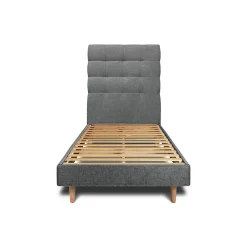 Lit avec tête de lit capitonnée tissu et sommier kit - Lit en bois massif>Sommeil De Plomb Online