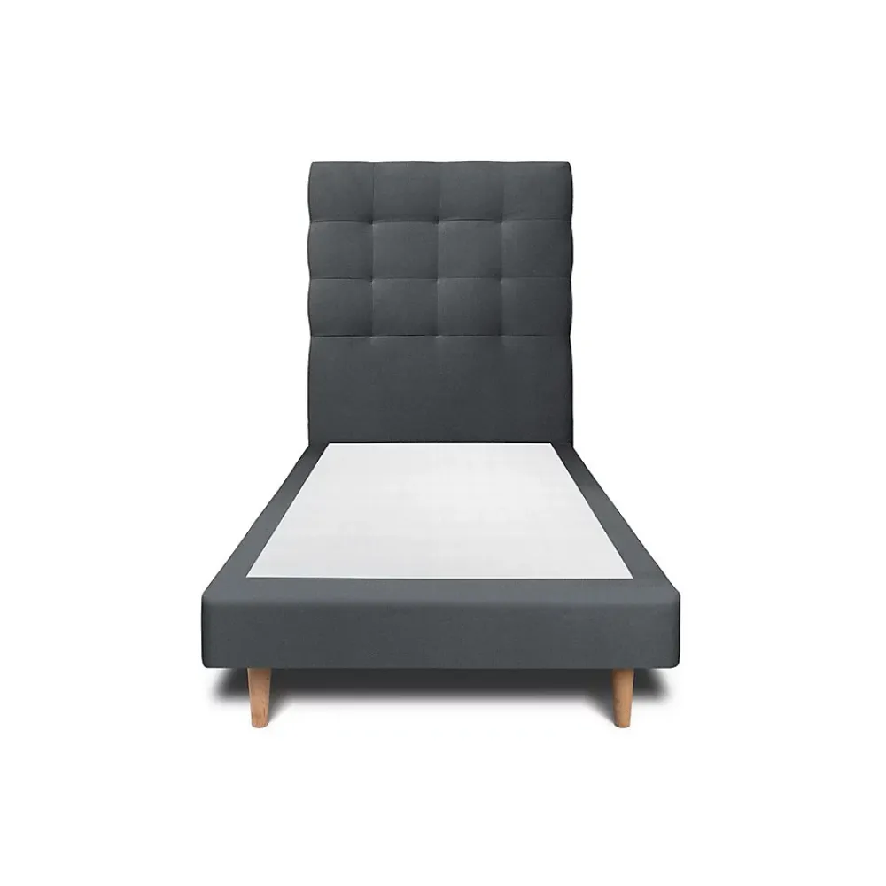 Sommeil De Plomb Lit avec tête de lit capitonnée velours et sommier - Lit en bois massif* Lit Simple