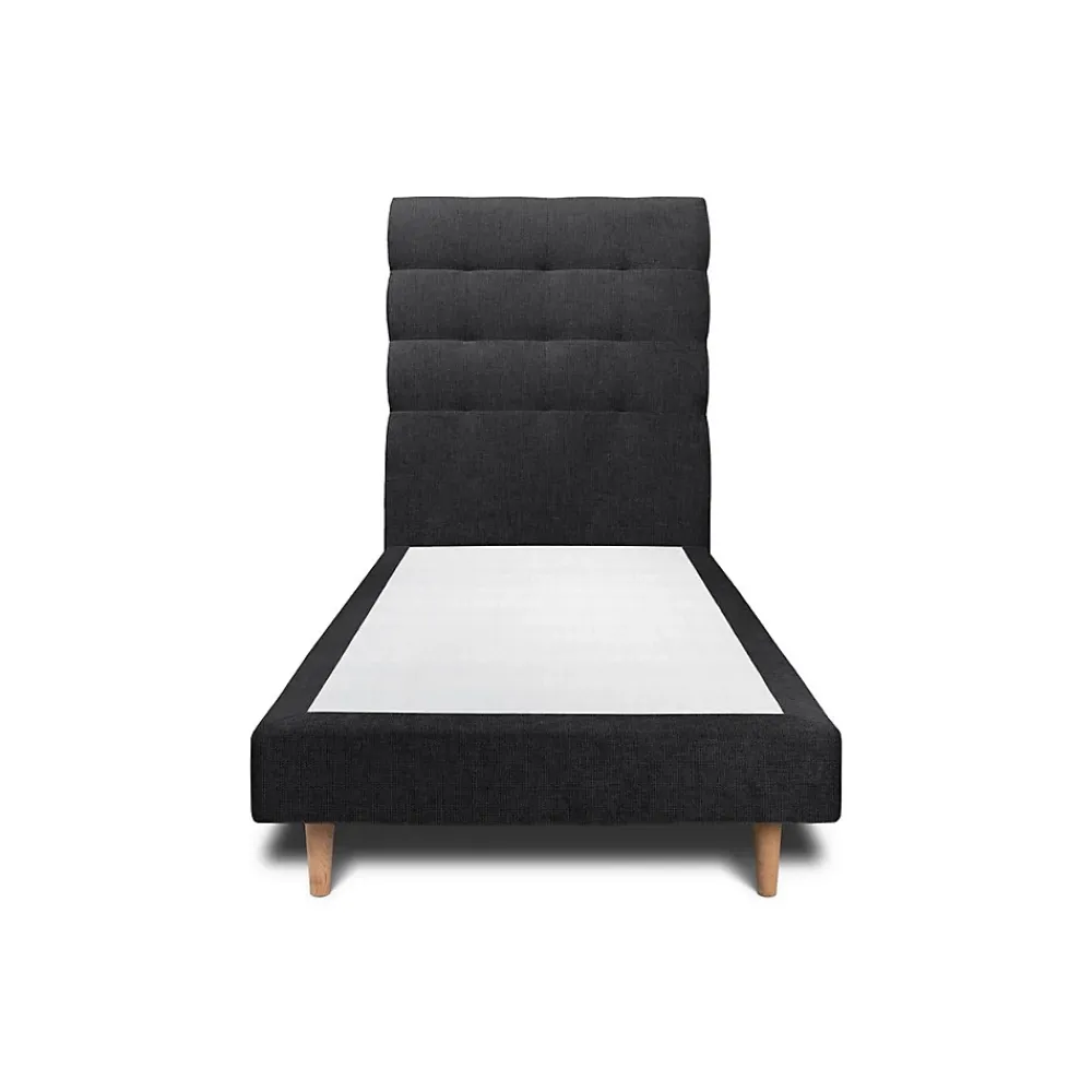 Sommeil De Plomb Lit avec tête de lit capitonnée tissu et sommier tapissier - Lit en bois massif* Lit Simple