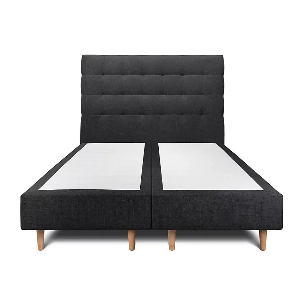 Sommeil De Plomb Lit avec tête de lit capitonnée tissu et sommier tapissier - Lit en bois massif* Lit Double