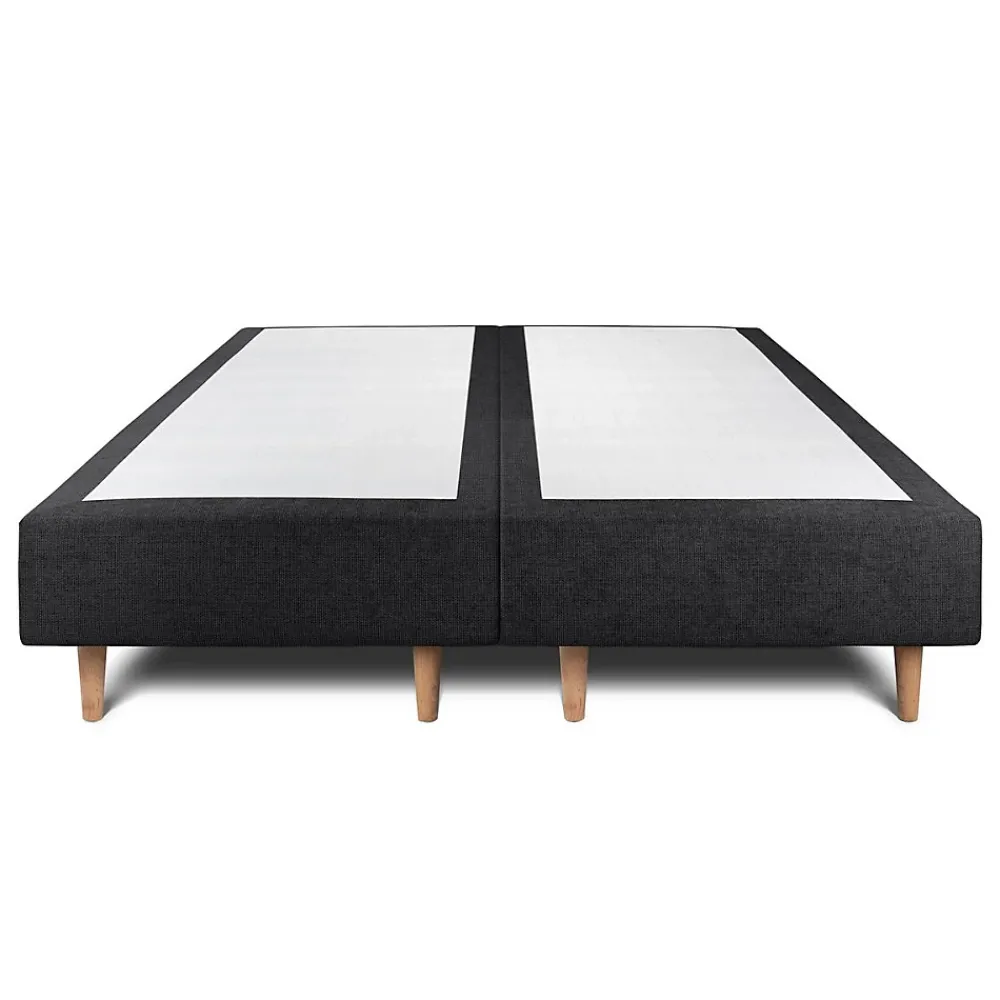 Sommeil De Plomb Lit avec tête de lit capitonnée tissu et sommier tapissier - Lit en bois massif* Lit Double