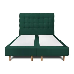 Lit avec tête de lit capitonnée velours et sommier - Lit en bois massif>Sommeil De Plomb Discount