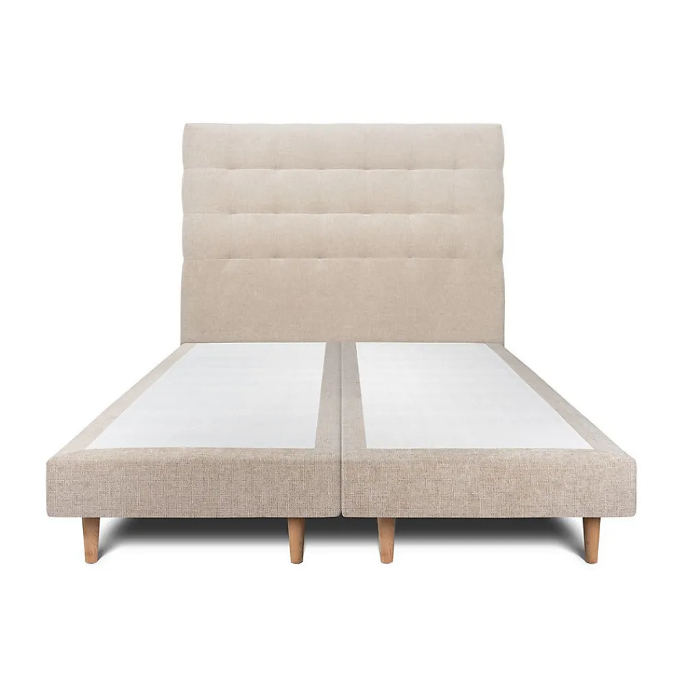 Lit avec tête de lit capitonnée tissu et sommier tapissier - Lit en bois massif>Sommeil De Plomb Best