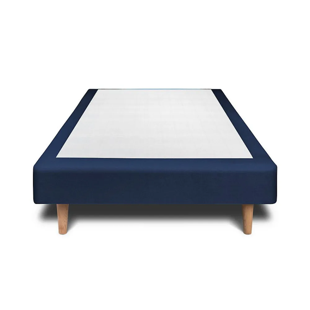 Lit avec tête de lit capitonnée velours et sommier - Lit en bois massif>Sommeil De Plomb Sale