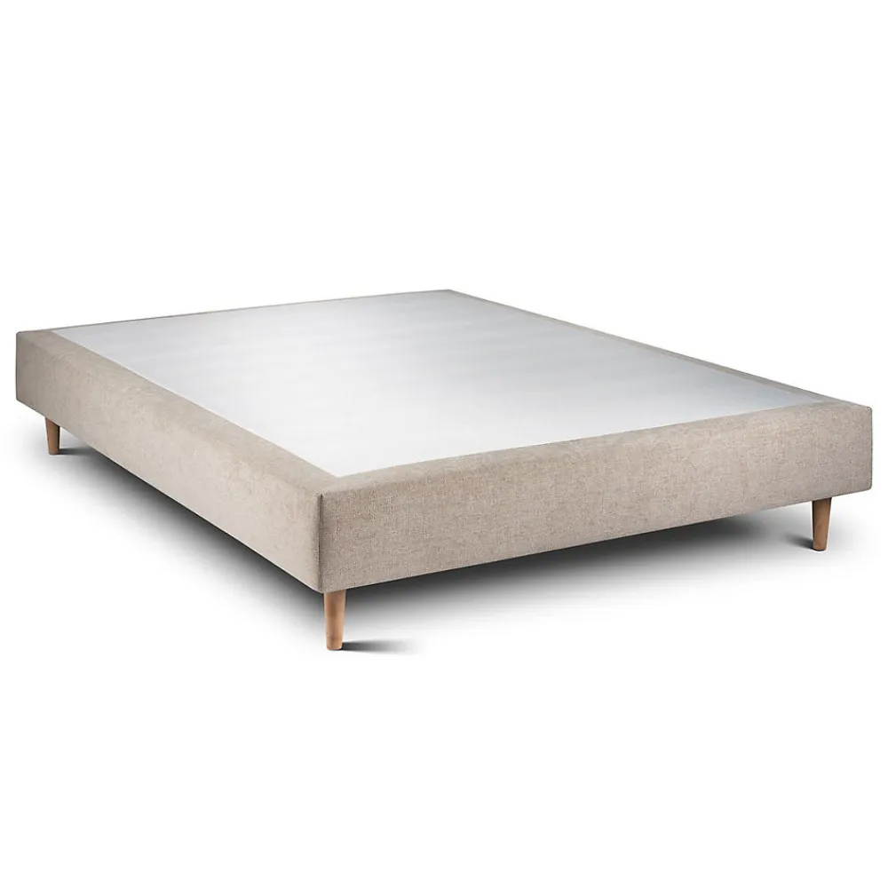 Lit avec tête de lit capitonnée tissu et sommier tapissier - Lit en bois massif>Sommeil De Plomb Clearance