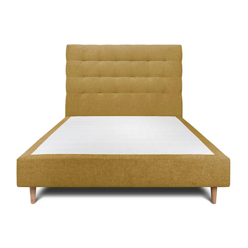 Lit avec tête de lit capitonnée tissu et sommier tapissier - Lit en bois massif>Sommeil De Plomb New