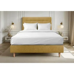 Lit avec tête de lit capitonnée tissu et sommier tapissier - Lit en bois massif>Sommeil De Plomb New