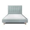 Lit avec tête de lit capitonnée velours et sommier - Lit en bois massif>Sommeil De Plomb Outlet