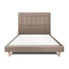 Lit avec tête de lit capitonnée velours et sommier - Lit en bois massif>Sommeil De Plomb Clearance