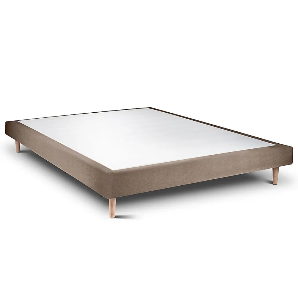 Lit avec tête de lit capitonnée velours et sommier - Lit en bois massif>Sommeil De Plomb Clearance