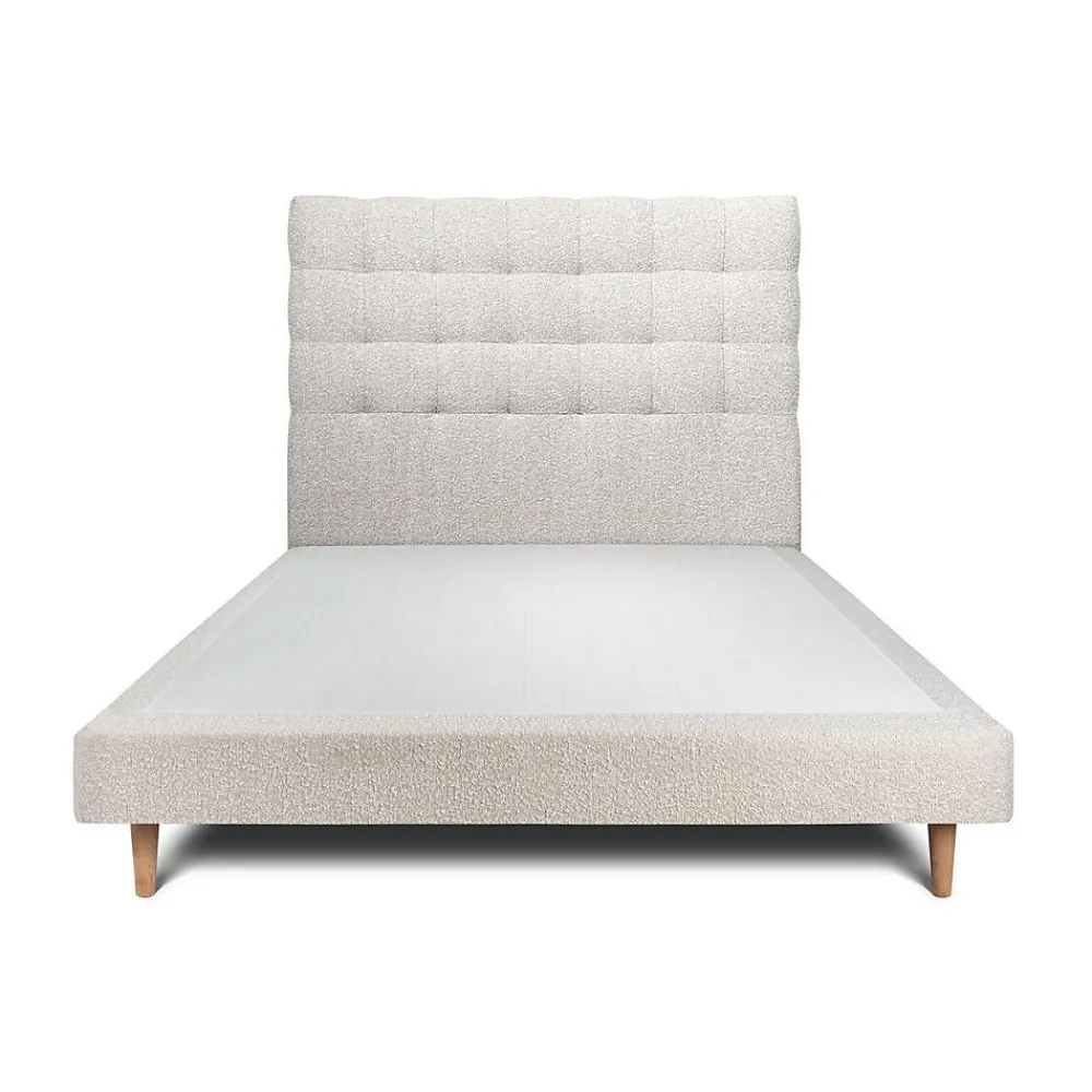 Sommeil De Plomb Lit avec tête de lit capitonnée et sommier tapissier - Lit en bois massif* Lit Double