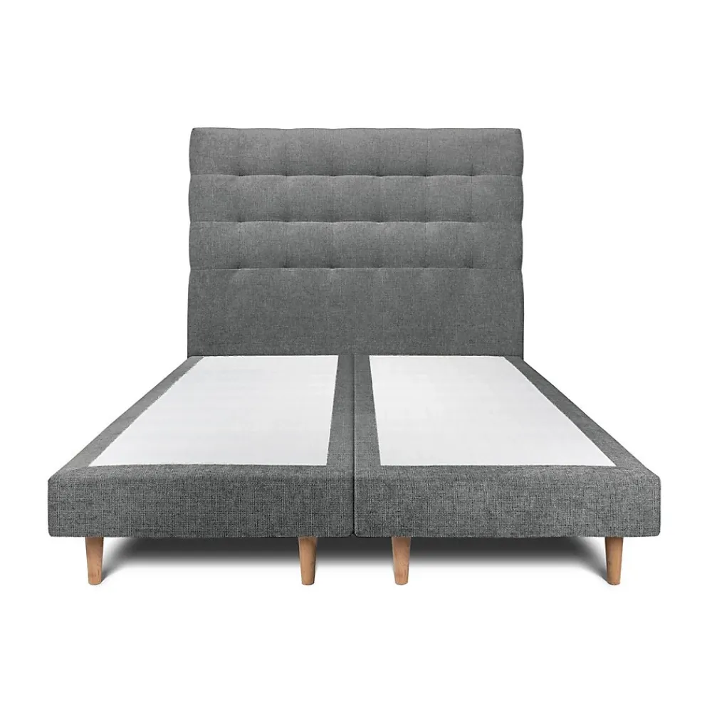Sommeil De Plomb Lit avec tête de lit capitonnée tissu et sommier tapissier - Lit en bois massif* Lit Double